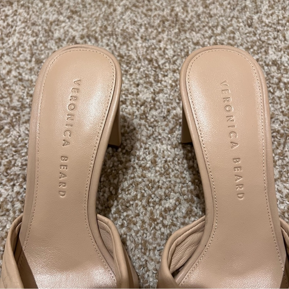 Veronica Beard Ganita Leather Knot Front Slip on High Heel Sandals Nude Size 6 - Picture 6 of 14